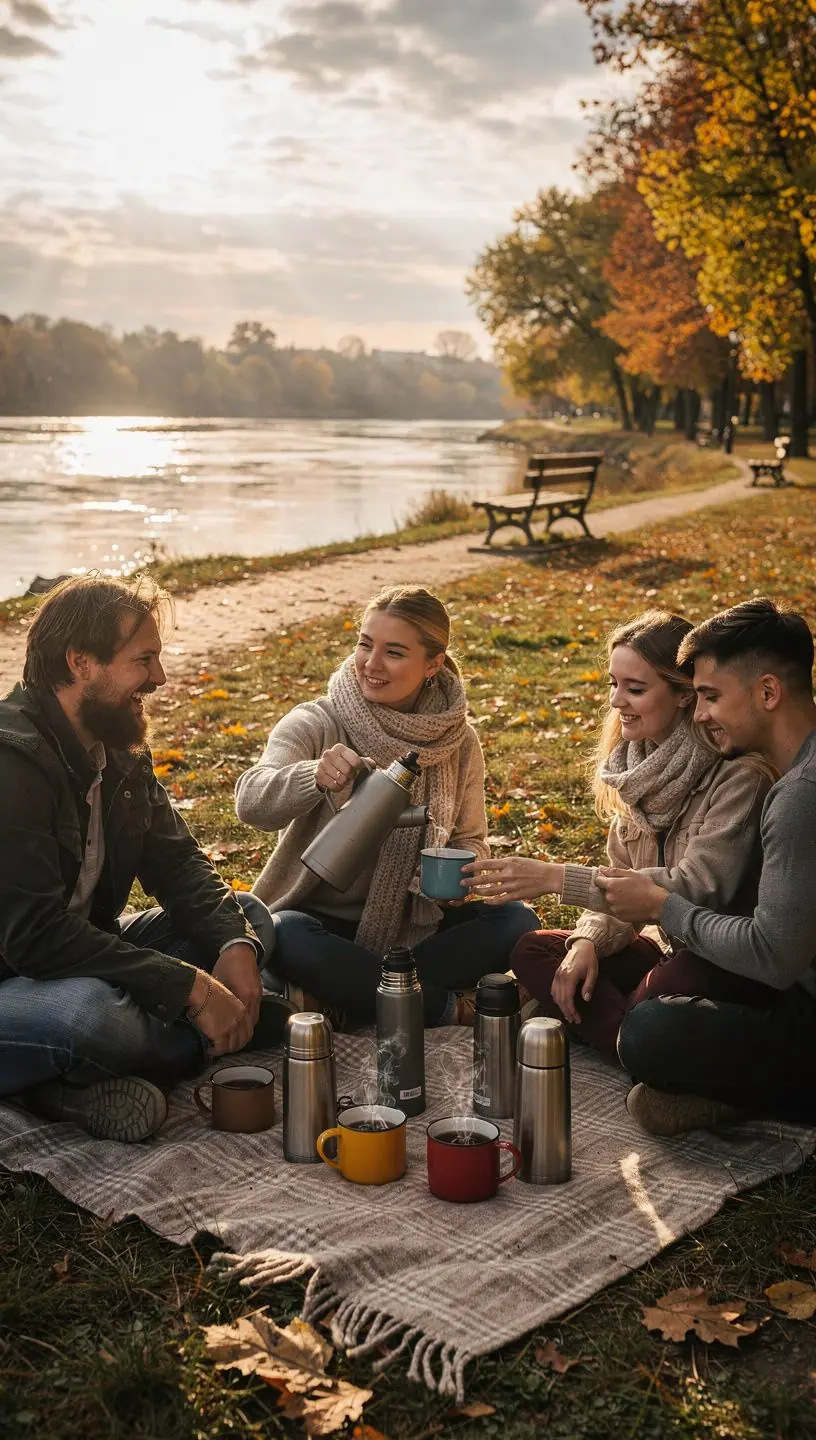 Šiltas arbatos puodelis ant medinio stalo su garais, simbolizuojantis komfortą ir šilumą.